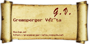 Gremsperger Véta névjegykártya
